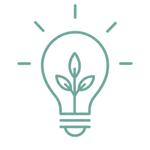 light bulb with plant icon representing clarity, growth, and insight