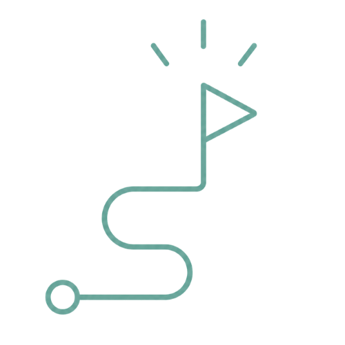 curved path with flag icon representing guidance and next steps