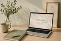 calm workspace with laptop and journal representing personal growth and self-leadership program